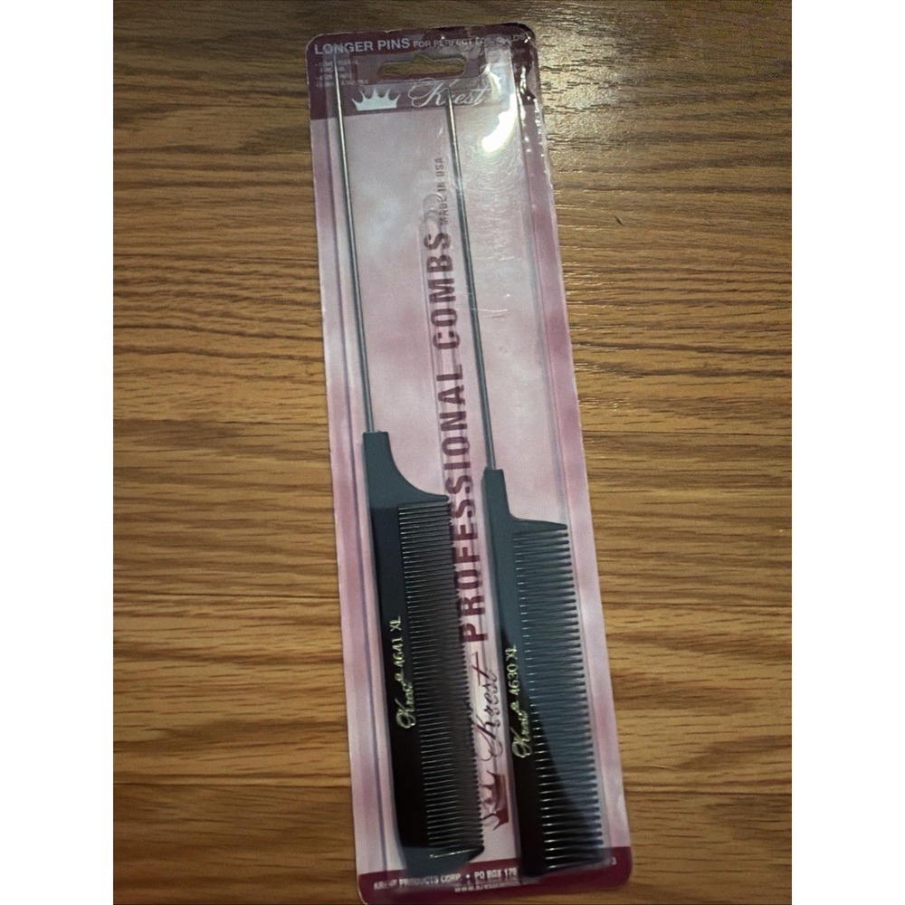 Krest Pintail Combs Weaving Foiling Fine Tooth Rattail Hair Comb XL. 2 PC.